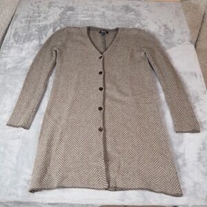 'S Max Mara Wool Cashmere Longline Cardigan Sz S Sweater Houndstooth Jacket Coat